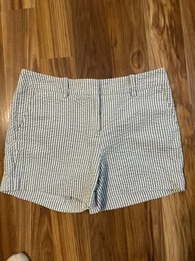 Sandro women’s blue and white stripe casual shorts